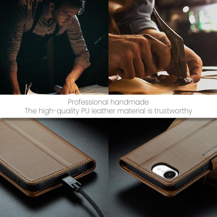 For iPhone 16e CaseMe 023 Butterfly Buckle Litchi Texture RFID Anti-theft Leather Phone Case(Brown) - iPhone 16e Cases by CaseMe | Online Shopping UK | buy2fix