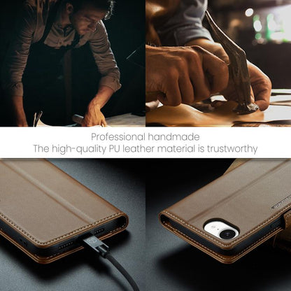 For iPhone 16e CaseMe 023 Butterfly Buckle Litchi Texture RFID Anti-theft Leather Phone Case(Brown) - iPhone 16e Cases by CaseMe | Online Shopping UK | buy2fix