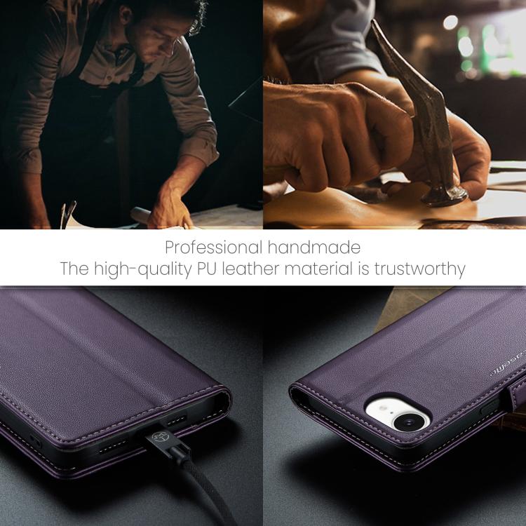 For iPhone 16e CaseMe 023 Butterfly Buckle Litchi Texture RFID Anti-theft Leather Phone Case(Purple) - iPhone 16e Cases by CaseMe | Online Shopping UK | buy2fix