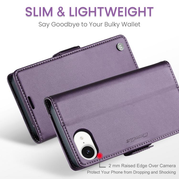 For iPhone 16e CaseMe 023 Butterfly Buckle Litchi Texture RFID Anti-theft Leather Phone Case(Purple) - iPhone 16e Cases by CaseMe | Online Shopping UK | buy2fix