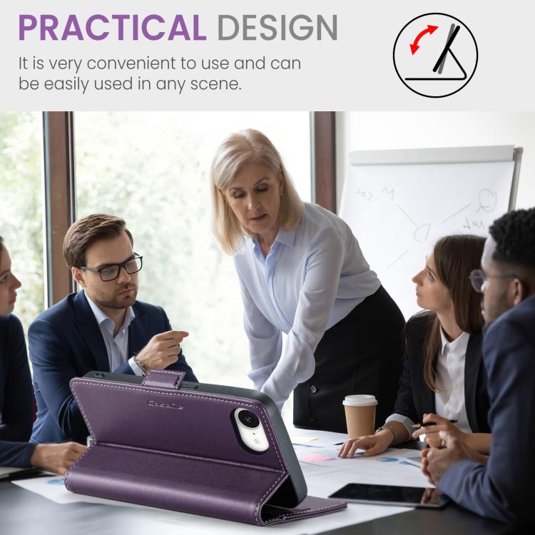 For iPhone 16e CaseMe 023 Butterfly Buckle Litchi Texture RFID Anti-theft Leather Phone Case(Purple) - iPhone 16e Cases by CaseMe | Online Shopping UK | buy2fix