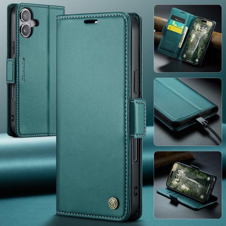 For iPhone 17 CaseMe 023 Butterfly Buckle Litchi Texture RFID Anti-theft Leather Phone Case(Green) - iPhone 17 Cases by CaseMe | Online Shopping UK | buy2fix