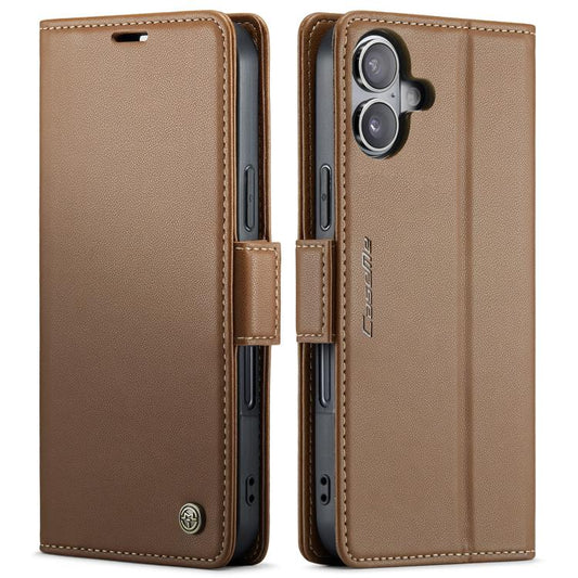 For iPhone 17 CaseMe 023 Butterfly Buckle Litchi Texture RFID Anti-theft Leather Phone Case(Brown) - iPhone 17 Cases by CaseMe | Online Shopping UK | buy2fix