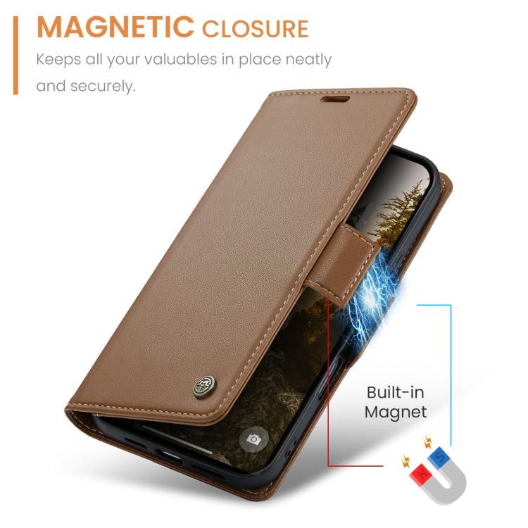 For iPhone 17 CaseMe 023 Butterfly Buckle Litchi Texture RFID Anti-theft Leather Phone Case(Brown) - iPhone 17 Cases by CaseMe | Online Shopping UK | buy2fix