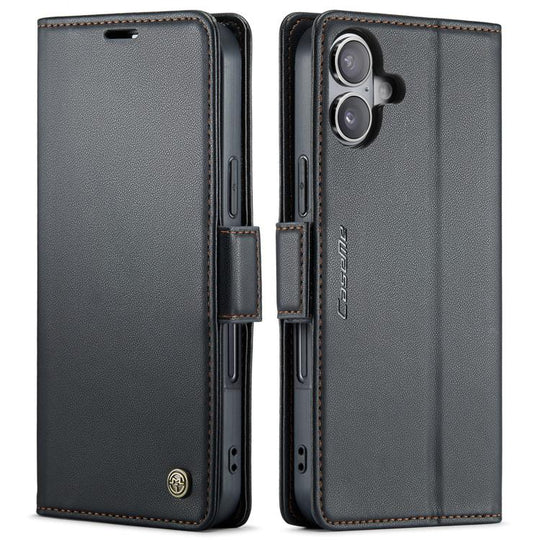 For iPhone 17 CaseMe 023 Butterfly Buckle Litchi Texture RFID Anti-theft Leather Phone Case(Black)