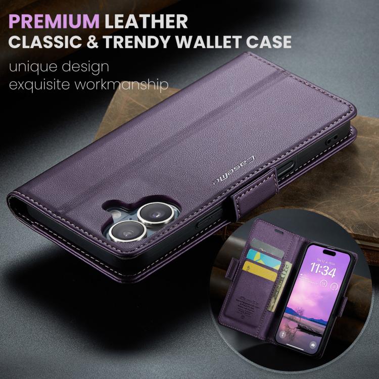 For iPhone 17 CaseMe 023 Butterfly Buckle Litchi Texture RFID Anti-theft Leather Phone Case(Purple) - iPhone 17 Cases by CaseMe | Online Shopping UK | buy2fix