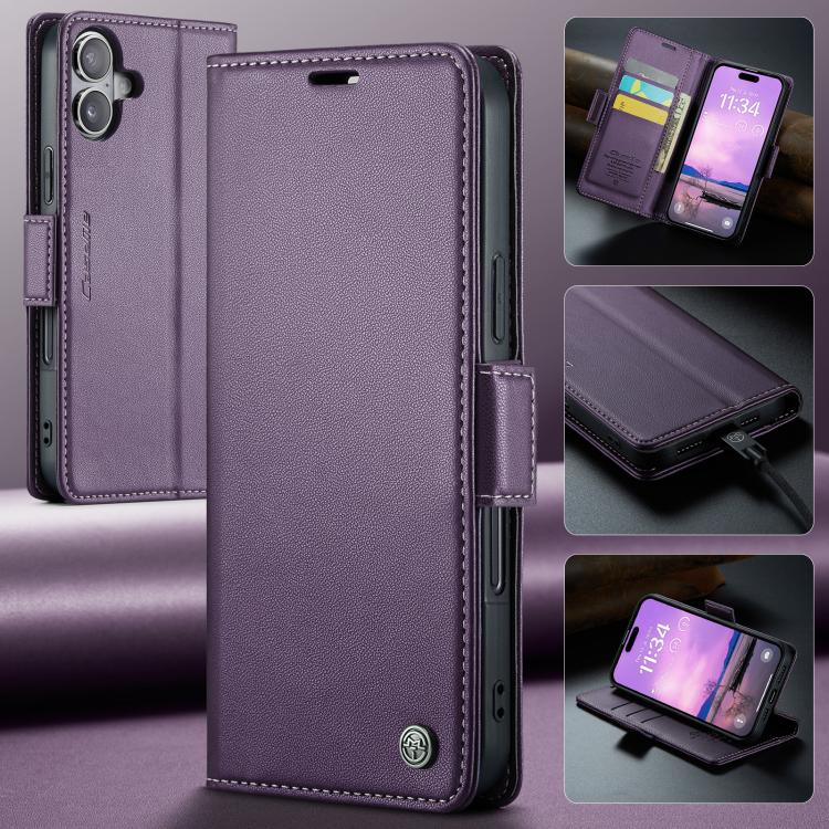 For iPhone 17 CaseMe 023 Butterfly Buckle Litchi Texture RFID Anti-theft Leather Phone Case(Purple) - iPhone 17 Cases by CaseMe | Online Shopping UK | buy2fix