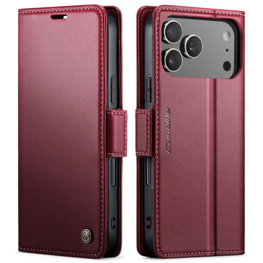 For iPhone 18 Pro / 17 Pro CaseMe 023 Butterfly Buckle Litchi Texture RFID Anti-theft Leather Phone Case(Red)