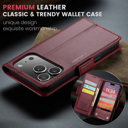 For iPhone 17 Pro CaseMe 023 Butterfly Buckle Litchi Texture RFID Anti-theft Leather Phone Case(Red) - iPhone 17 Pro Cases by CaseMe | Online Shopping UK | buy2fix