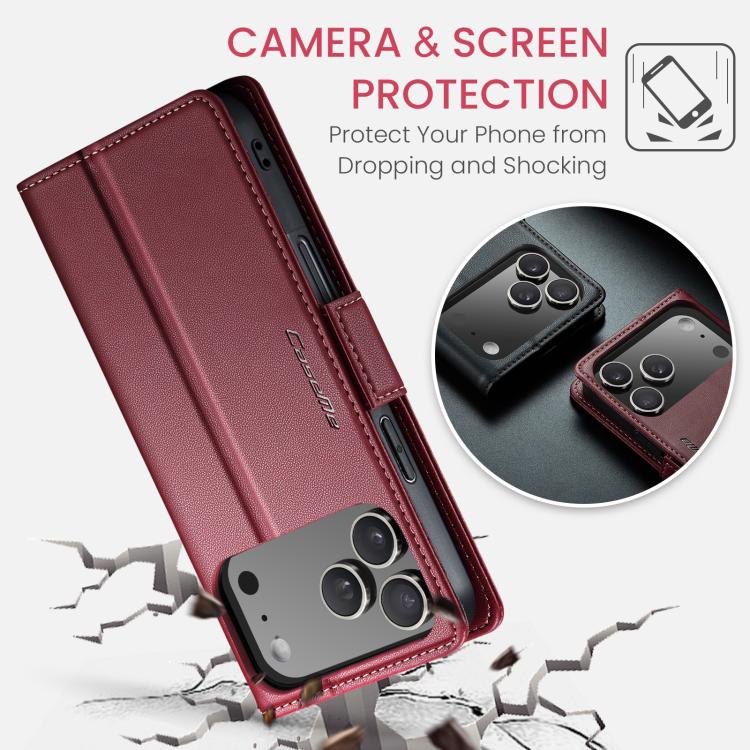 For iPhone 17 Pro CaseMe 023 Butterfly Buckle Litchi Texture RFID Anti-theft Leather Phone Case(Red) - iPhone 17 Pro Cases by CaseMe | Online Shopping UK | buy2fix