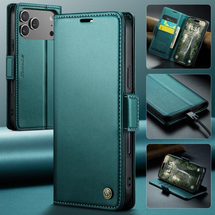 For iPhone 17 Pro CaseMe 023 Butterfly Buckle Litchi Texture RFID Anti-theft Leather Phone Case(Green) - iPhone 17 Pro Cases by CaseMe | Online Shopping UK | buy2fix