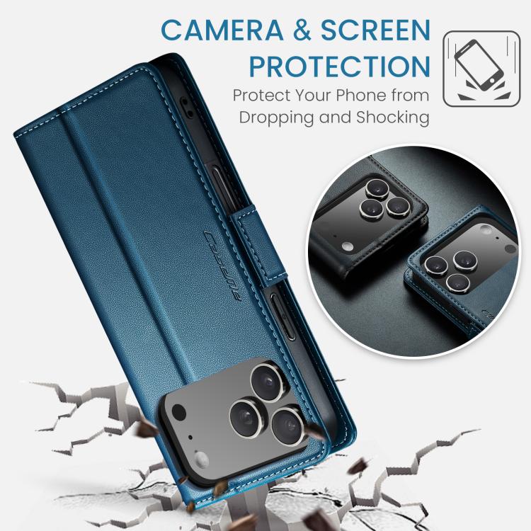 For iPhone 17 Pro CaseMe 023 Butterfly Buckle Litchi Texture RFID Anti-theft Leather Phone Case(Blue) - iPhone 17 Pro Cases by CaseMe | Online Shopping UK | buy2fix