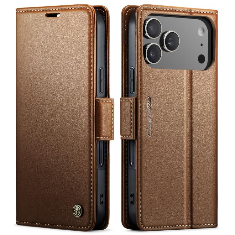 For iPhone 17 Pro CaseMe 023 Butterfly Buckle Litchi Texture RFID Anti-theft Leather Phone Case(Brown) - iPhone 17 Pro Cases by CaseMe | Online Shopping UK | buy2fix
