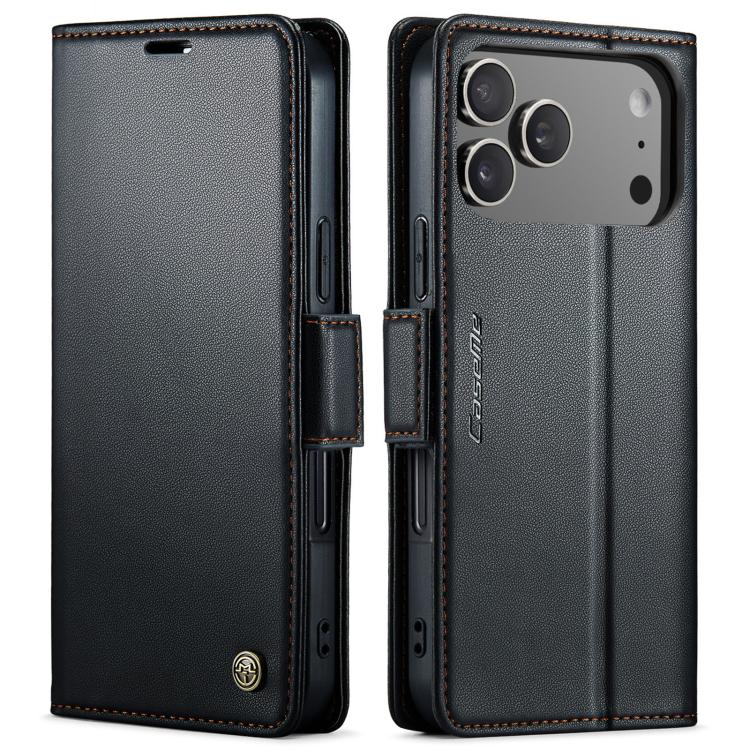 For iPhone 17 Pro CaseMe 023 Butterfly Buckle Litchi Texture RFID Anti-theft Leather Phone Case(Black) - iPhone 17 Pro Cases by CaseMe | Online Shopping UK | buy2fix
