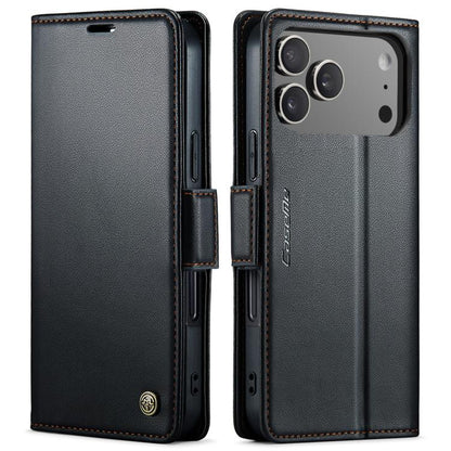 For iPhone 17 Pro CaseMe 023 Butterfly Buckle Litchi Texture RFID Anti-theft Leather Phone Case(Black) - iPhone 17 Pro Cases by CaseMe | Online Shopping UK | buy2fix