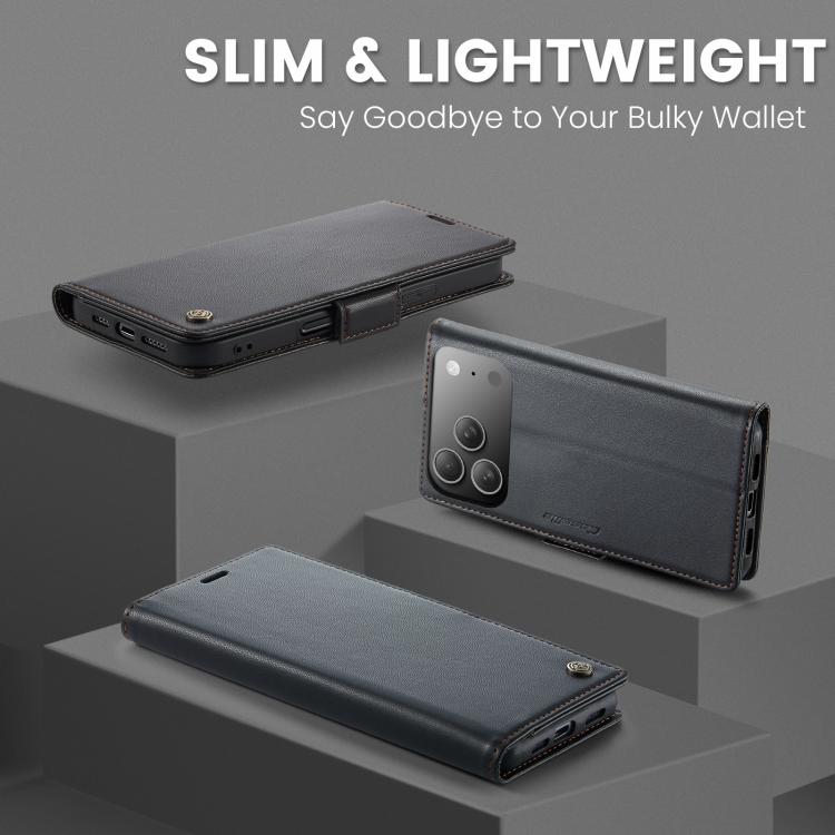 For iPhone 17 Pro CaseMe 023 Butterfly Buckle Litchi Texture RFID Anti-theft Leather Phone Case(Black) - iPhone 17 Pro Cases by CaseMe | Online Shopping UK | buy2fix