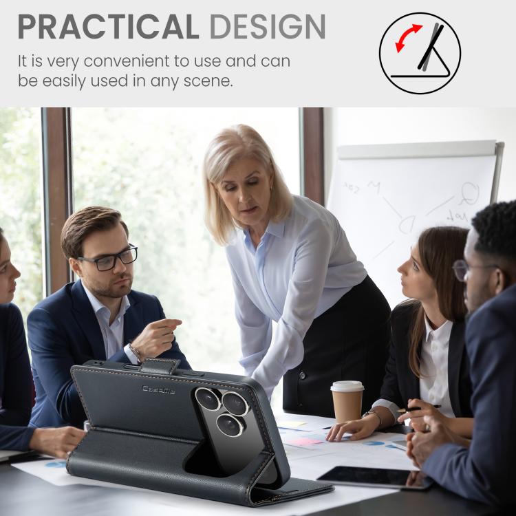 For iPhone 17 Pro CaseMe 023 Butterfly Buckle Litchi Texture RFID Anti-theft Leather Phone Case(Black) - iPhone 17 Pro Cases by CaseMe | Online Shopping UK | buy2fix