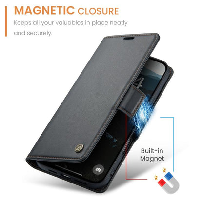 For iPhone 17 Pro CaseMe 023 Butterfly Buckle Litchi Texture RFID Anti-theft Leather Phone Case(Black) - iPhone 17 Pro Cases by CaseMe | Online Shopping UK | buy2fix