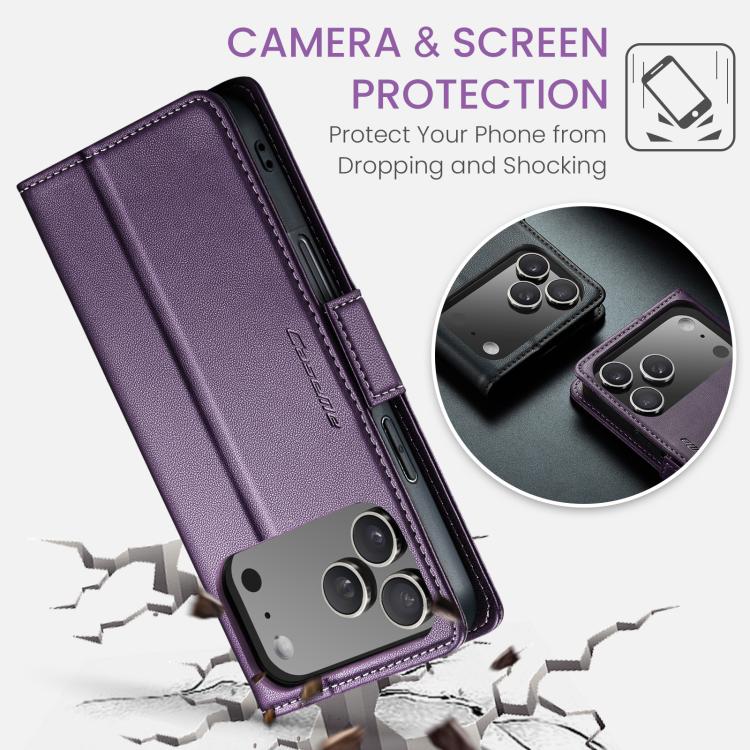 For iPhone 17 Pro CaseMe 023 Butterfly Buckle Litchi Texture RFID Anti-theft Leather Phone Case(Purple) - iPhone 17 Pro Cases by CaseMe | Online Shopping UK | buy2fix