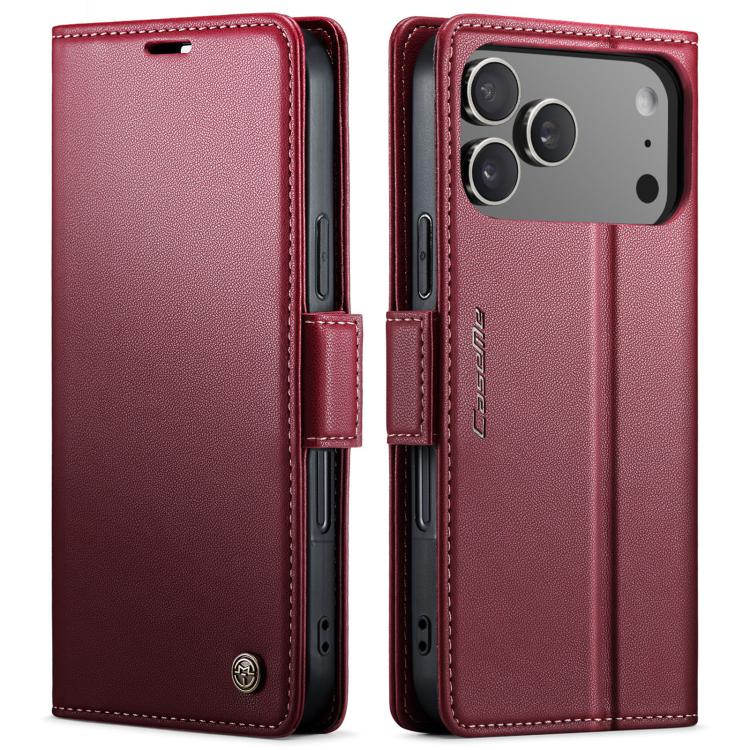 For iPhone 17 Pro Max CaseMe 023 Butterfly Buckle Litchi Texture RFID Anti-theft Leather Phone Case(Red) - iPhone 17 Pro Max Cases by CaseMe | Online Shopping UK | buy2fix