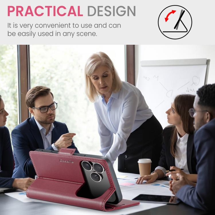 For iPhone 17 Pro Max CaseMe 023 Butterfly Buckle Litchi Texture RFID Anti-theft Leather Phone Case(Red) - iPhone 17 Pro Max Cases by CaseMe | Online Shopping UK | buy2fix