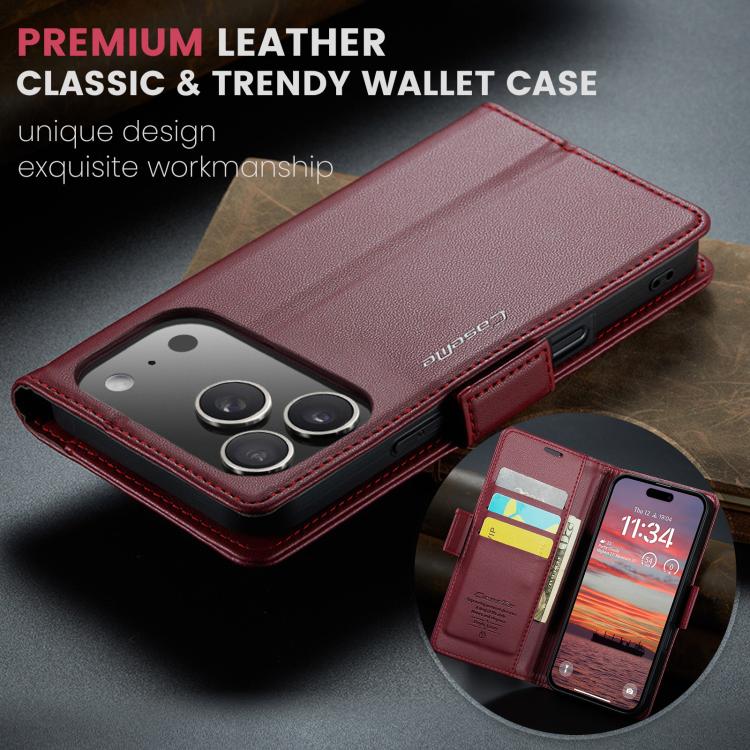 For iPhone 17 Pro Max CaseMe 023 Butterfly Buckle Litchi Texture RFID Anti-theft Leather Phone Case(Red) - iPhone 17 Pro Max Cases by CaseMe | Online Shopping UK | buy2fix