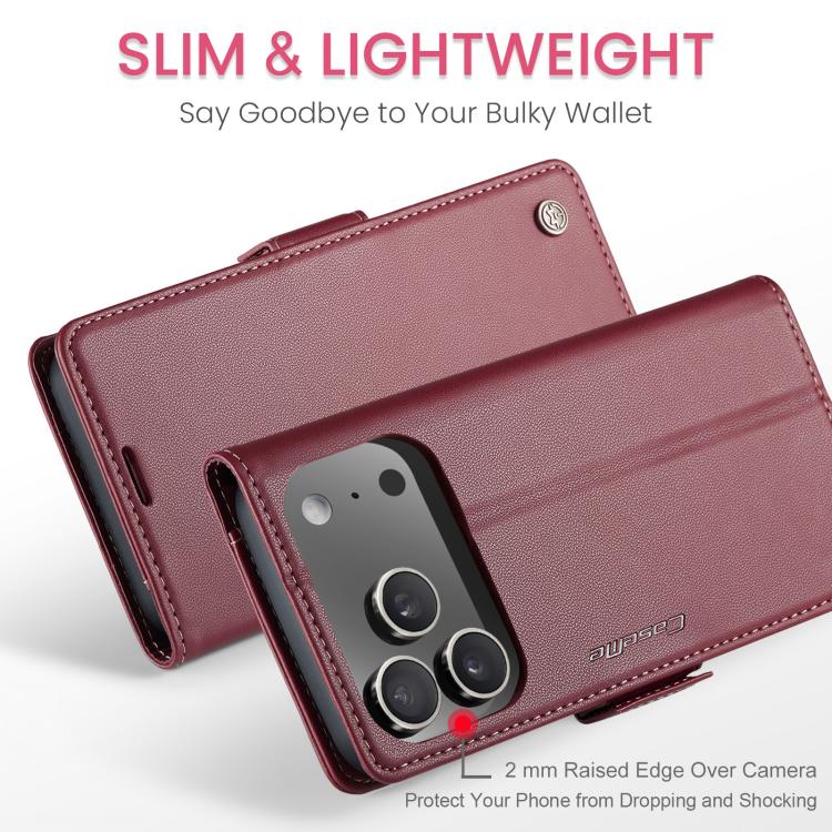 For iPhone 17 Pro Max CaseMe 023 Butterfly Buckle Litchi Texture RFID Anti-theft Leather Phone Case(Red) - iPhone 17 Pro Max Cases by CaseMe | Online Shopping UK | buy2fix