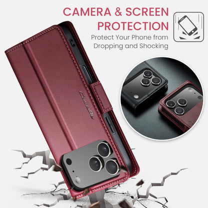 For iPhone 17 Pro Max CaseMe 023 Butterfly Buckle Litchi Texture RFID Anti-theft Leather Phone Case(Red) - iPhone 17 Pro Max Cases by CaseMe | Online Shopping UK | buy2fix