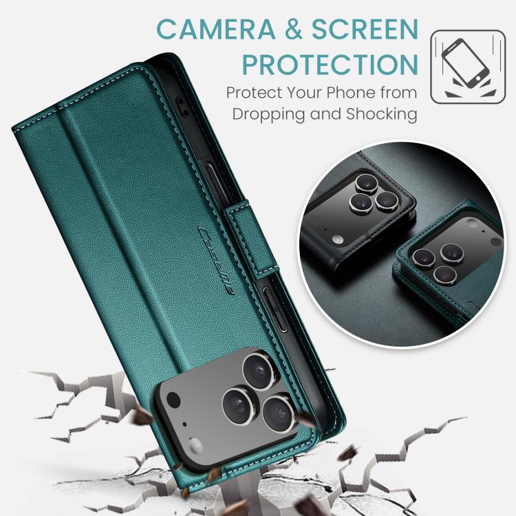 For iPhone 17 Pro Max CaseMe 023 Butterfly Buckle Litchi Texture RFID Anti-theft Leather Phone Case(Green) - iPhone 17 Pro Max Cases by CaseMe | Online Shopping UK | buy2fix