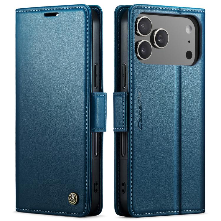 For iPhone 17 Pro Max CaseMe 023 Butterfly Buckle Litchi Texture RFID Anti-theft Leather Phone Case(Blue) - iPhone 17 Pro Max Cases by CaseMe | Online Shopping UK | buy2fix