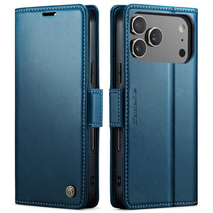 For iPhone 17 Pro Max CaseMe 023 Butterfly Buckle Litchi Texture RFID Anti-theft Leather Phone Case(Blue) - iPhone 17 Pro Max Cases by CaseMe | Online Shopping UK | buy2fix