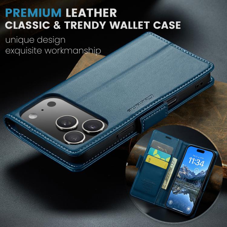 For iPhone 17 Pro Max CaseMe 023 Butterfly Buckle Litchi Texture RFID Anti-theft Leather Phone Case(Blue) - iPhone 17 Pro Max Cases by CaseMe | Online Shopping UK | buy2fix