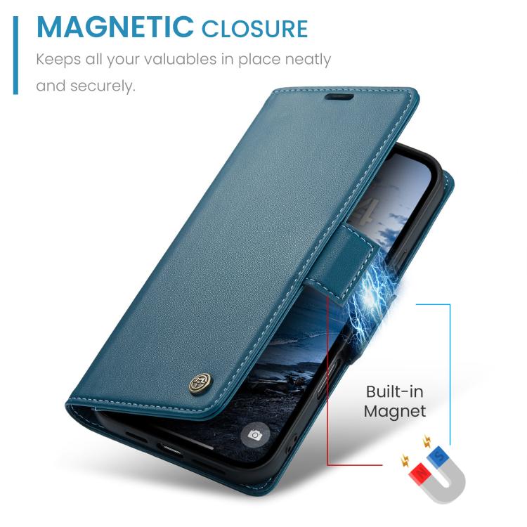 For iPhone 17 Pro Max CaseMe 023 Butterfly Buckle Litchi Texture RFID Anti-theft Leather Phone Case(Blue) - iPhone 17 Pro Max Cases by CaseMe | Online Shopping UK | buy2fix