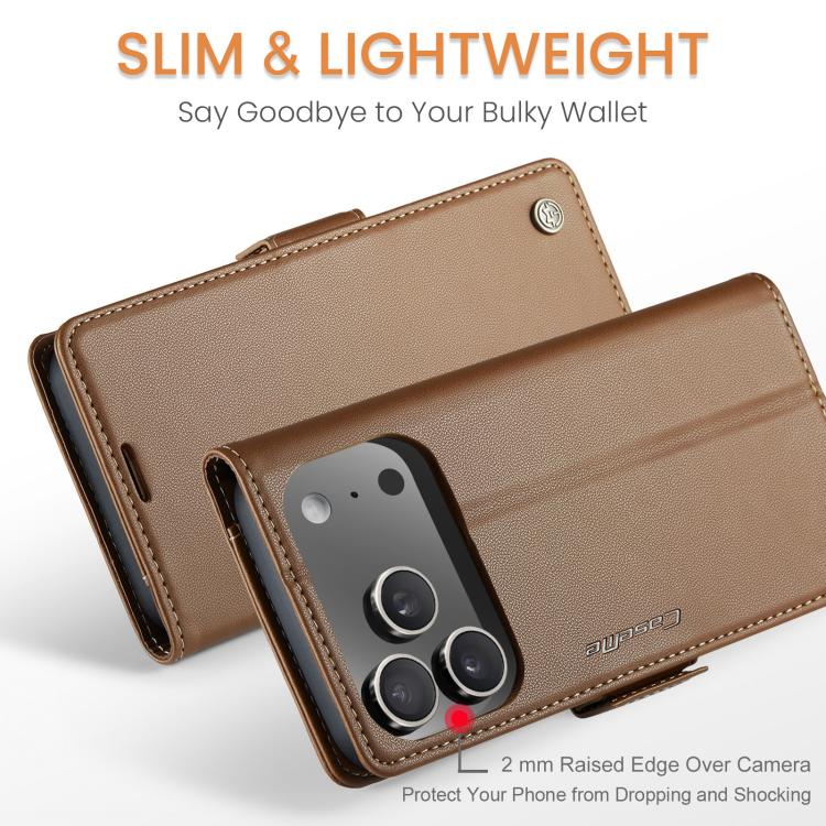 For iPhone 17 Pro Max CaseMe 023 Butterfly Buckle Litchi Texture RFID Anti-theft Leather Phone Case(Brown) - iPhone 17 Pro Max Cases by CaseMe | Online Shopping UK | buy2fix