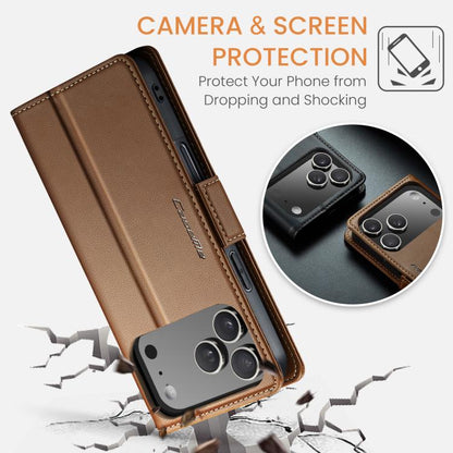 For iPhone 17 Pro Max CaseMe 023 Butterfly Buckle Litchi Texture RFID Anti-theft Leather Phone Case(Brown) - iPhone 17 Pro Max Cases by CaseMe | Online Shopping UK | buy2fix