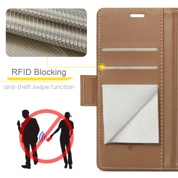 For iPhone 17 Pro Max CaseMe 023 Butterfly Buckle Litchi Texture RFID Anti-theft Leather Phone Case(Brown) - iPhone 17 Pro Max Cases by CaseMe | Online Shopping UK | buy2fix