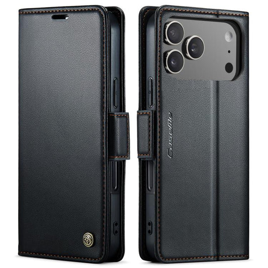 For iPhone 17 Pro Max CaseMe 023 Butterfly Buckle Litchi Texture RFID Anti-theft Leather Phone Case(Black) - iPhone 17 Pro Max Cases by CaseMe | Online Shopping UK | buy2fix