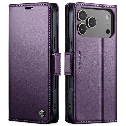 For iPhone 17 Pro Max CaseMe 023 Butterfly Buckle Litchi Texture RFID Anti-theft Leather Phone Case(Purple) - iPhone 17 Pro Max Cases by CaseMe | Online Shopping UK | buy2fix
