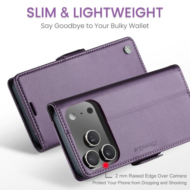 For iPhone 17 Pro Max CaseMe 023 Butterfly Buckle Litchi Texture RFID Anti-theft Leather Phone Case(Purple) - iPhone 17 Pro Max Cases by CaseMe | Online Shopping UK | buy2fix