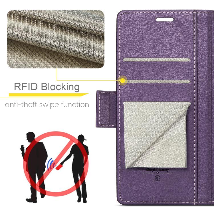 For iPhone 17 Pro Max CaseMe 023 Butterfly Buckle Litchi Texture RFID Anti-theft Leather Phone Case(Purple) - iPhone 17 Pro Max Cases by CaseMe | Online Shopping UK | buy2fix