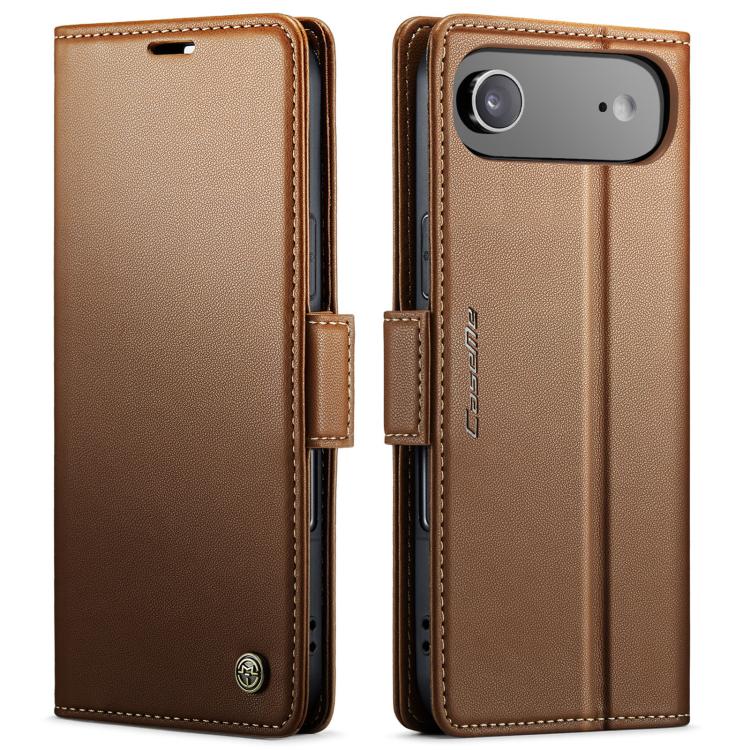 For iPhone 17 Air CaseMe 023 Butterfly Buckle Litchi Texture RFID Anti-theft Leather Phone Case(Brown) - iPhone 17 Air Cases by CaseMe | Online Shopping UK | buy2fix