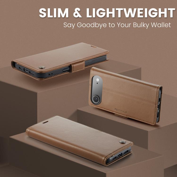 For iPhone 17 Air CaseMe 023 Butterfly Buckle Litchi Texture RFID Anti-theft Leather Phone Case(Brown) - iPhone 17 Air Cases by CaseMe | Online Shopping UK | buy2fix