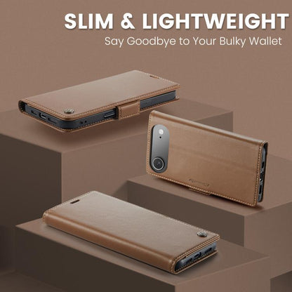 For iPhone 17 Air CaseMe 023 Butterfly Buckle Litchi Texture RFID Anti-theft Leather Phone Case(Brown) - iPhone 17 Air Cases by CaseMe | Online Shopping UK | buy2fix