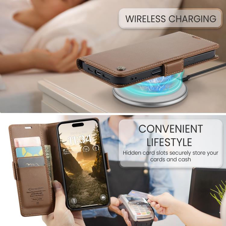 For iPhone 17 Air CaseMe 023 Butterfly Buckle Litchi Texture RFID Anti-theft Leather Phone Case(Brown) - iPhone 17 Air Cases by CaseMe | Online Shopping UK | buy2fix