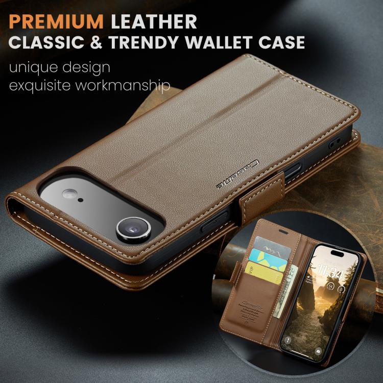 For iPhone 17 Air CaseMe 023 Butterfly Buckle Litchi Texture RFID Anti-theft Leather Phone Case(Brown) - iPhone 17 Air Cases by CaseMe | Online Shopping UK | buy2fix