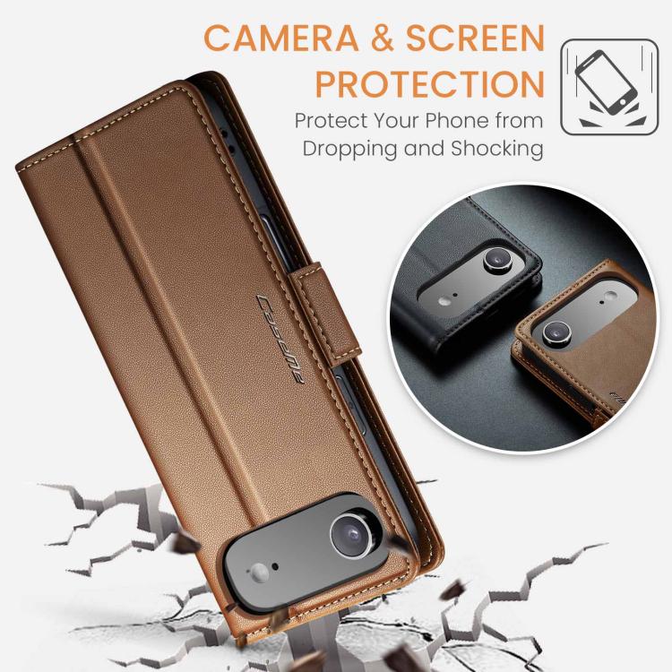 For iPhone 17 Air CaseMe 023 Butterfly Buckle Litchi Texture RFID Anti-theft Leather Phone Case(Brown) - iPhone 17 Air Cases by CaseMe | Online Shopping UK | buy2fix