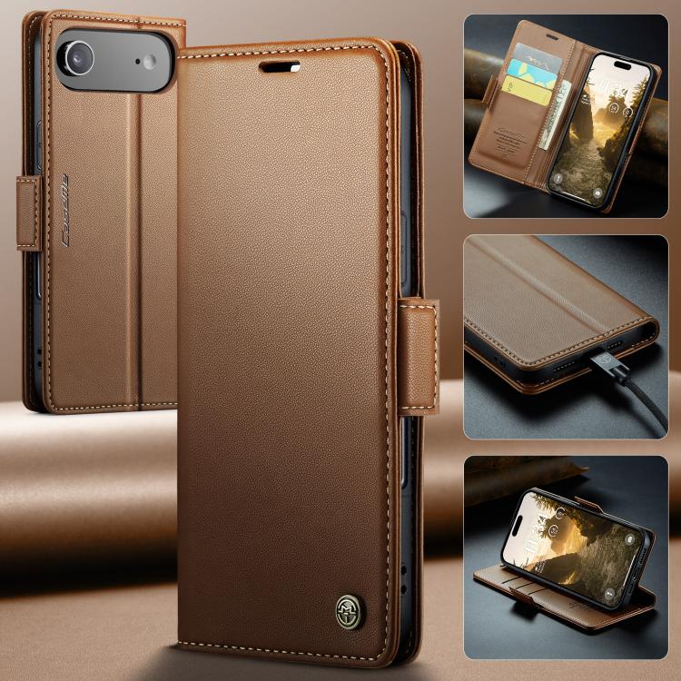 For iPhone 17 Air CaseMe 023 Butterfly Buckle Litchi Texture RFID Anti-theft Leather Phone Case(Brown) - iPhone 17 Air Cases by CaseMe | Online Shopping UK | buy2fix