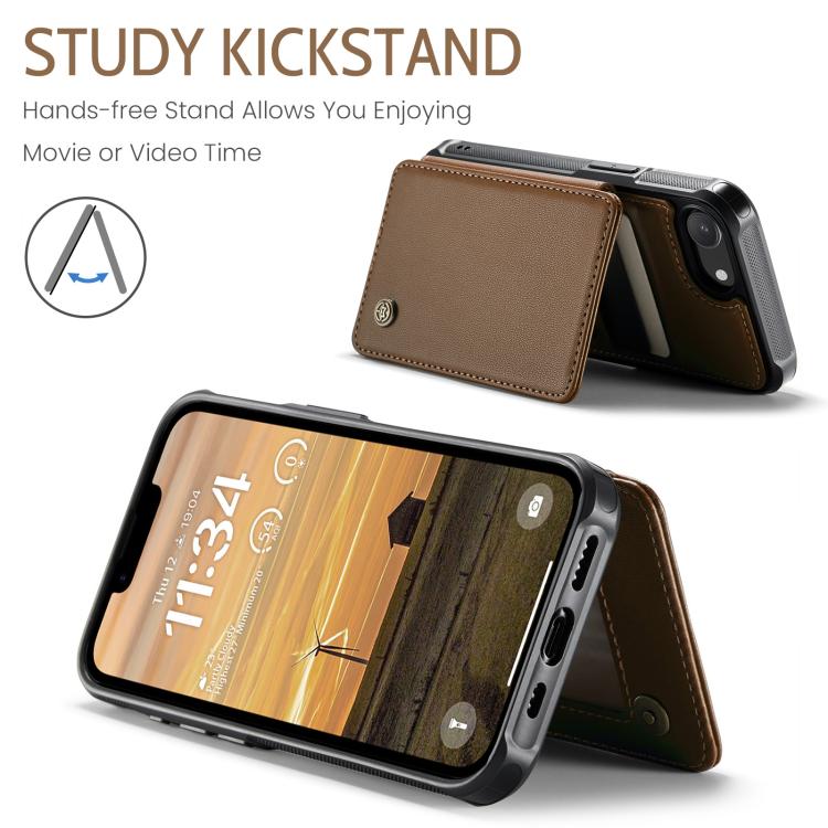 For iPhone 16e CaseMe C22 Card Slots Holder RFID Anti-theft Phone Case(Brown) - iPhone 16e Cases by CaseMe | Online Shopping UK | buy2fix