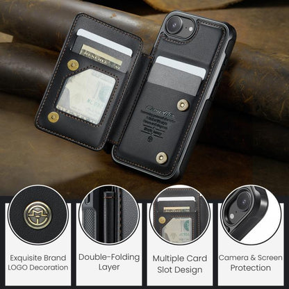 For iPhone 16e CaseMe C22 Card Slots Holder RFID Anti-theft Phone Case(Black) - iPhone 16e Cases by CaseMe | Online Shopping UK | buy2fix