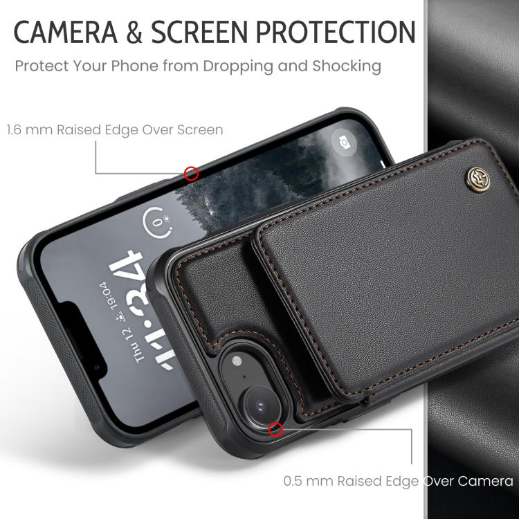 For iPhone 16e CaseMe C22 Card Slots Holder RFID Anti-theft Phone Case(Black) - iPhone 16e Cases by CaseMe | Online Shopping UK | buy2fix